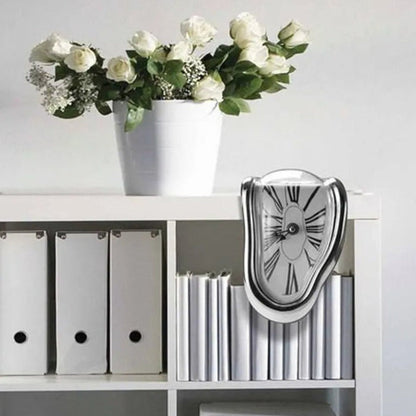 Melting Desk Clock Decorative Surreal Shelf Table Silent Quartz Display