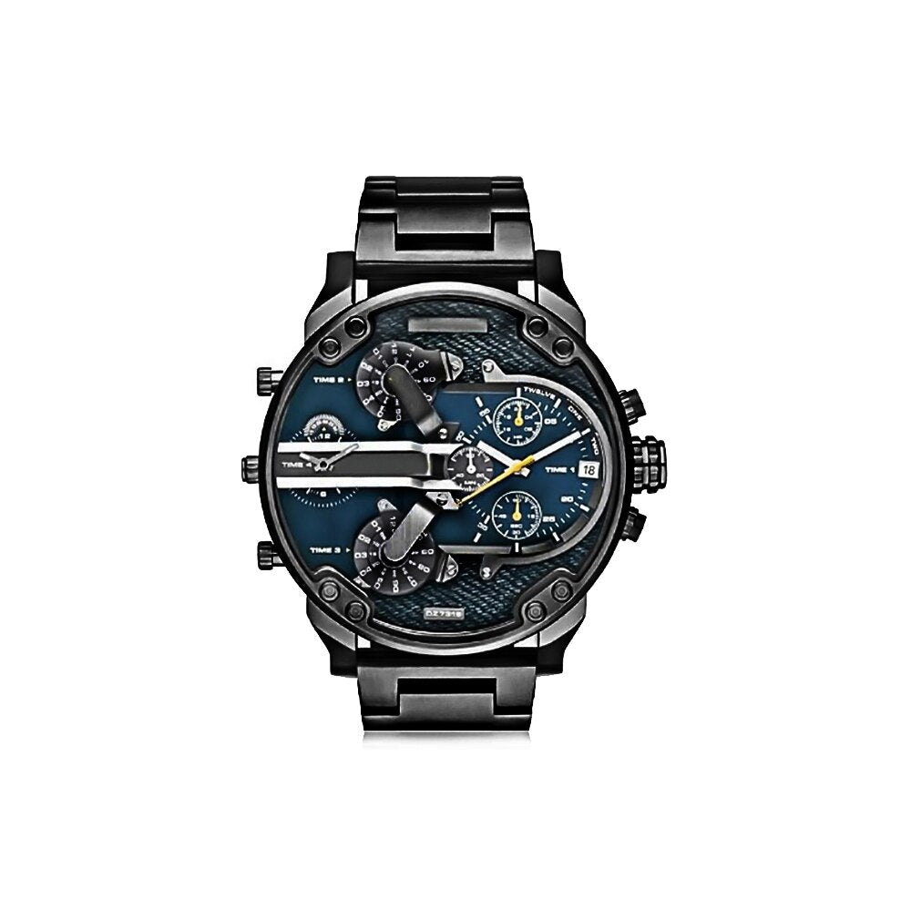 Men's Analog Quartz Watch Large Dial Chronograph Stainless Steel Bracelet