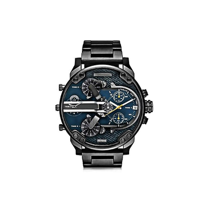 Men's Analog Quartz Watch Large Dial Chronograph Stainless Steel Bracelet