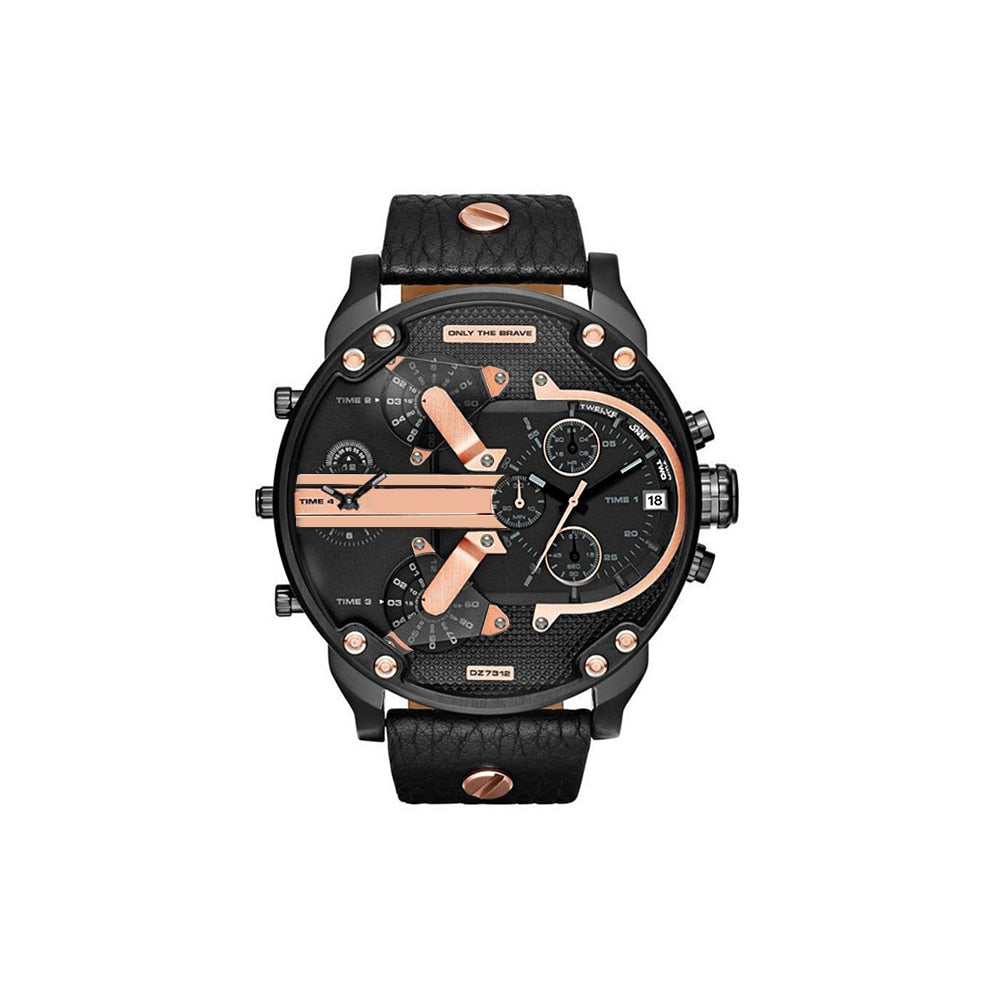 Men's Analog Quartz Watch Large Dial Chronograph Stainless Steel Bracelet