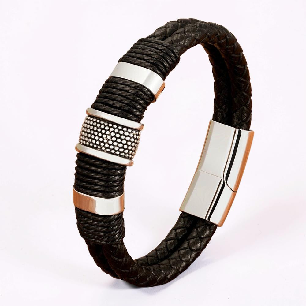 Men's Braided Bracelet Magnetic Clasp Wristband Jewelry