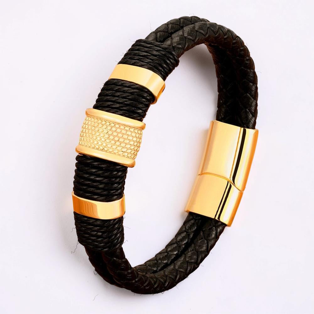 Men's Braided Bracelet Magnetic Clasp Wristband Jewelry