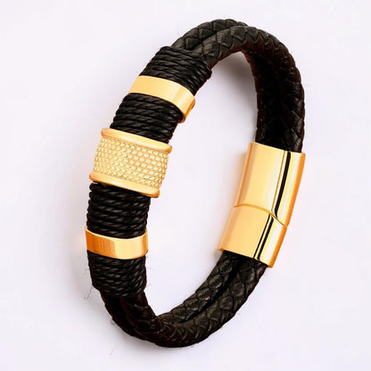 Men's Braided Bracelet Magnetic Clasp Wristband Jewelry