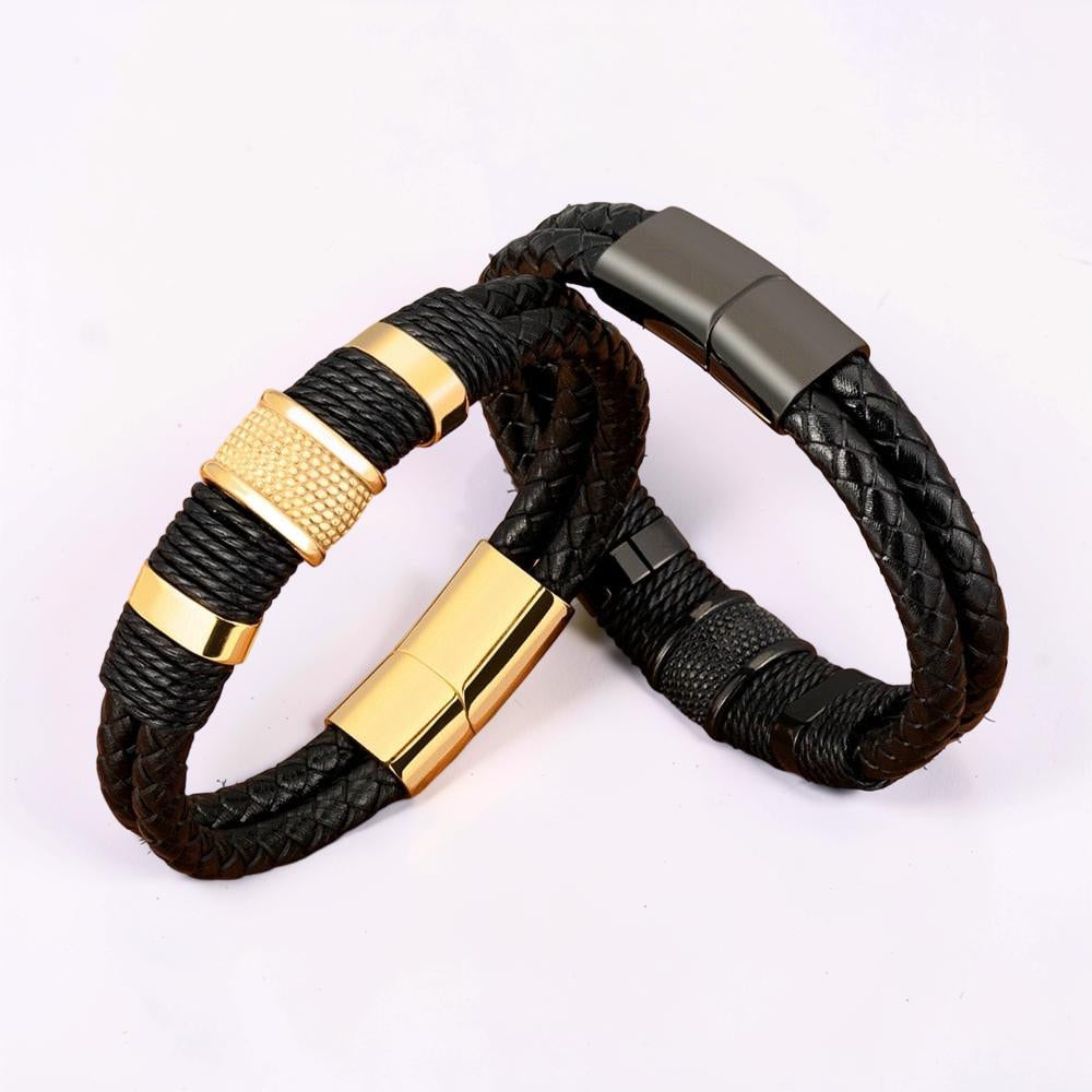 Men's Braided Bracelet Magnetic Clasp Wristband Jewelry