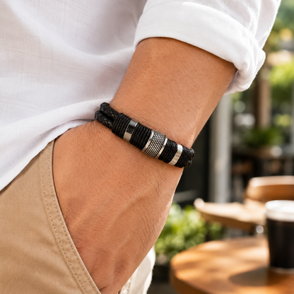 Men's Braided Bracelet Magnetic Clasp Wristband Jewelry