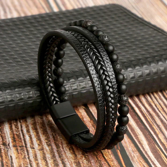 Men’s Genuine Leather Bracelet Adjustable Stylish Wristband
