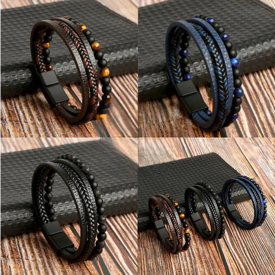 Men’s Genuine Leather Bracelet Adjustable Stylish Wristband