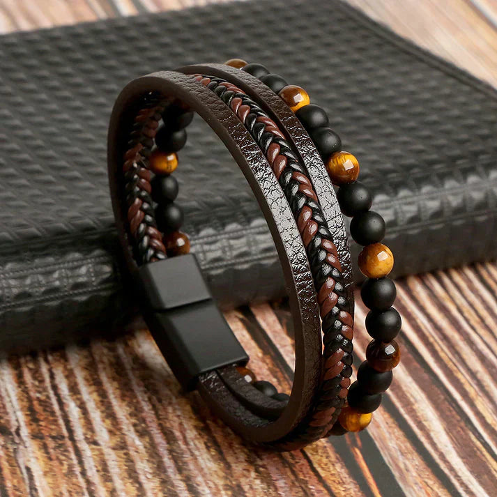 Men’s Genuine Leather Bracelet Adjustable Stylish Wristband