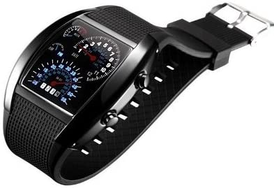 Men's LED Speedometer Watch Digital Display Car Dashboard Style Rubber Strap