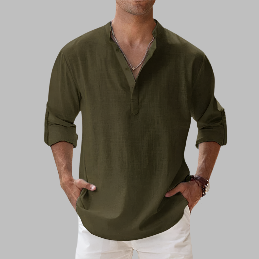 Men's Relaxed Fit Linen Shirt for Summer