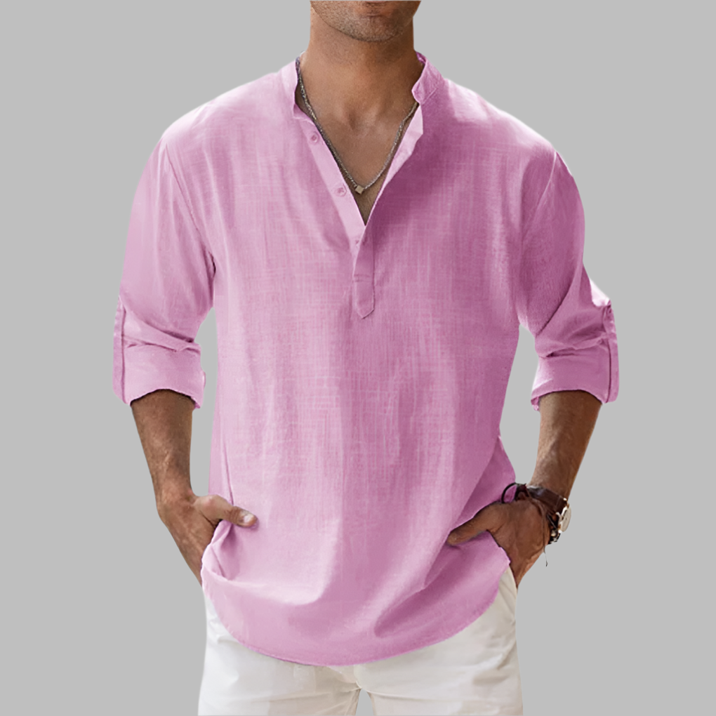 Men's Relaxed Fit Linen Shirt for Summer