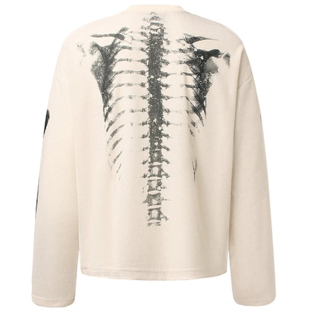 Skeletskjorte til mænd til halloween, langærmet fritidsoutfit
