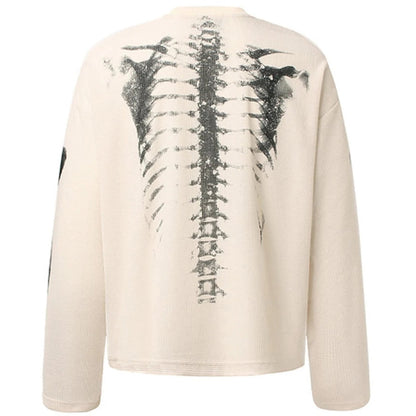 Skeletskjorte til mænd til halloween, langærmet fritidsoutfit