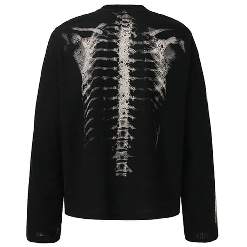 Skeletskjorte til mænd til halloween, langærmet fritidsoutfit
