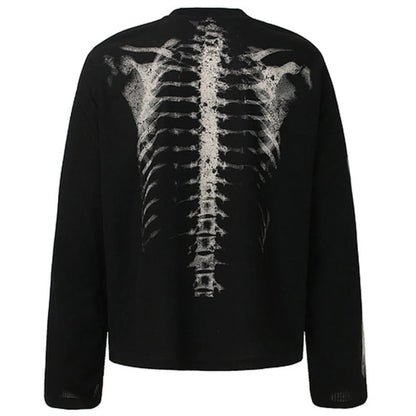 Skeletskjorte til mænd til halloween, langærmet fritidsoutfit