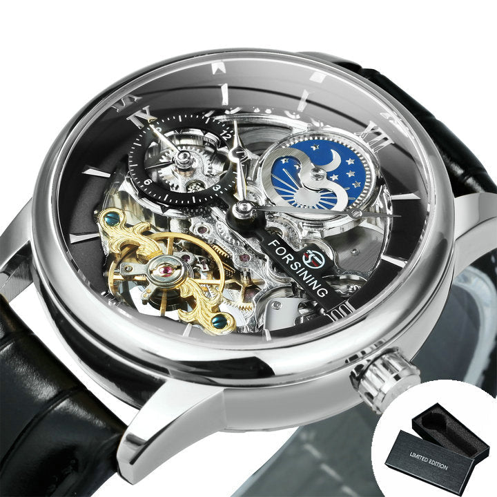 Men’s Skeleton Watch – Luxury Automatic Mechanical Watch with Leather Strap