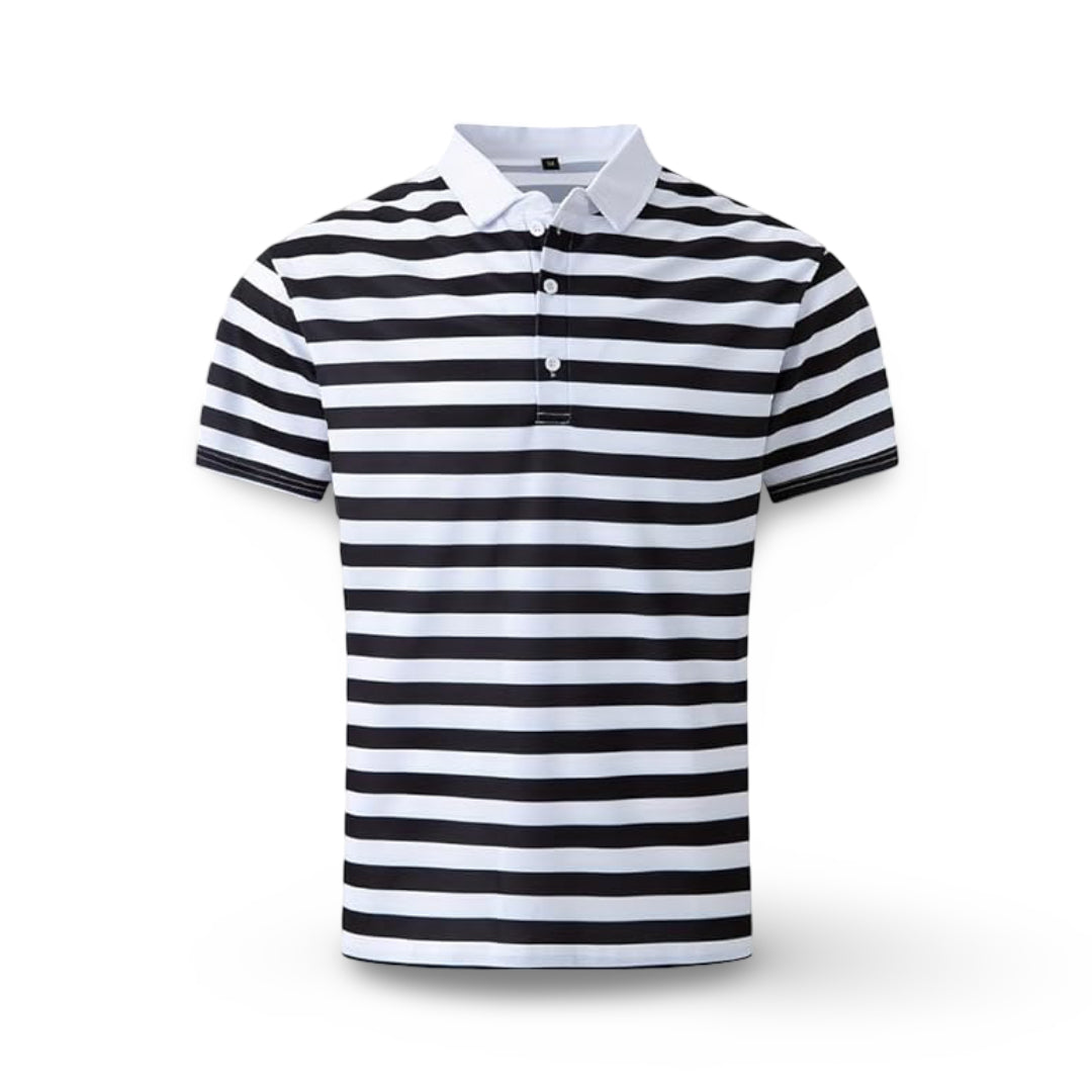 Men's Striped Polo Shirt Short Sleeve Casual Summer Top