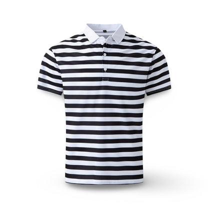 Men's Striped Polo Shirt Short Sleeve Casual Summer Top