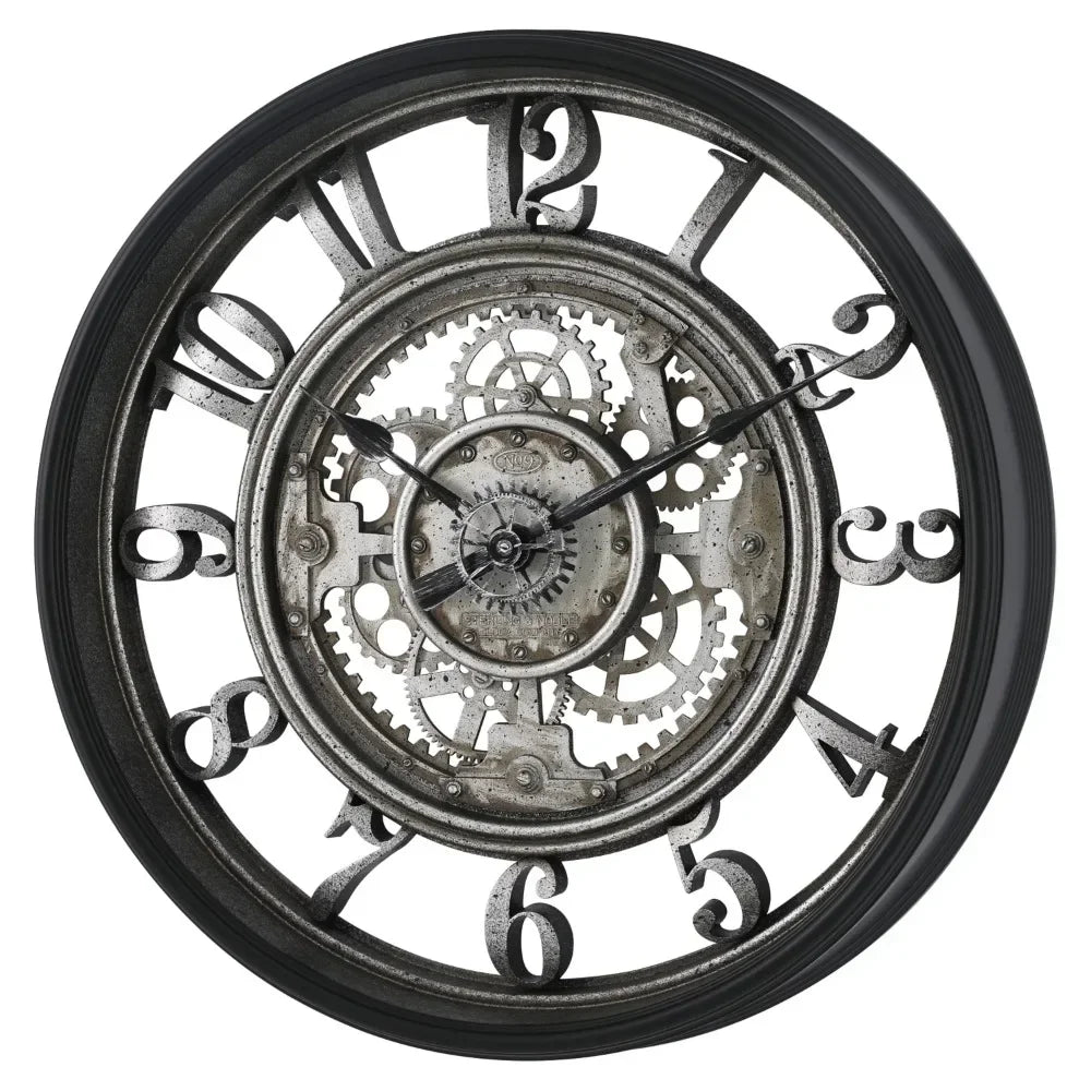 Metal Wall Clock with Arabic Numerals Rustic Decorative Wall Clock