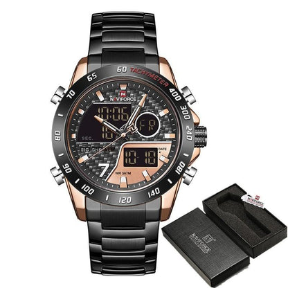 Military Sports Watch – Men’s Dual Display Quartz Chronograph Watch