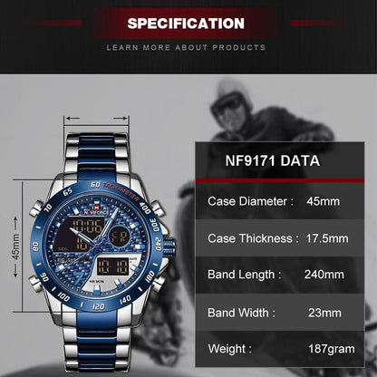 Military Sports Watch – Men’s Dual Display Quartz Chronograph Watch