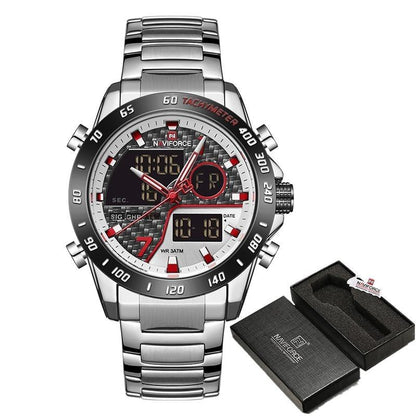 Military Sports Watch – Men’s Dual Display Quartz Chronograph Watch