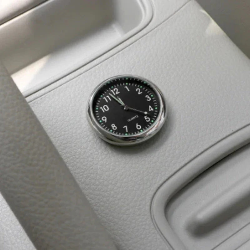 Mini Analog Car Dashboard Clock Self Adhesive Round Car Interior Clock