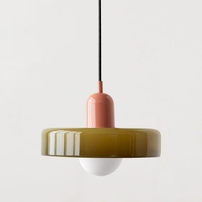Lampada a sospensione moderna in vetro colorato, plafoniera regolabile