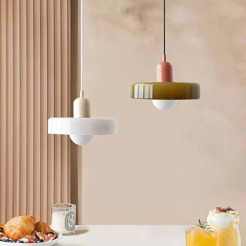 Lampada a sospensione moderna in vetro colorato, plafoniera regolabile