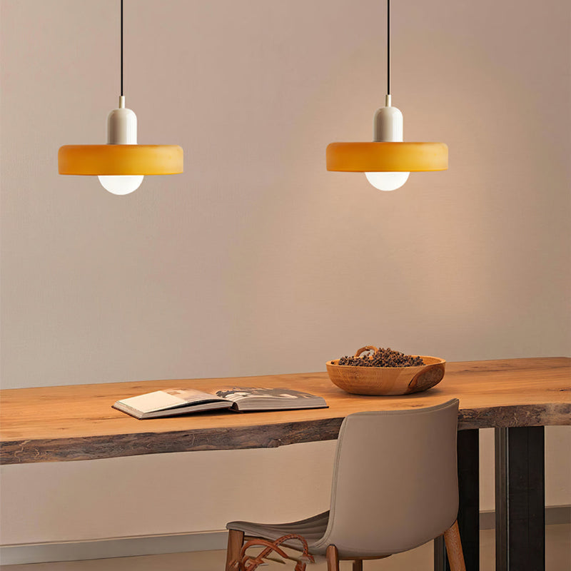 Lampada a sospensione moderna in vetro colorato, plafoniera regolabile