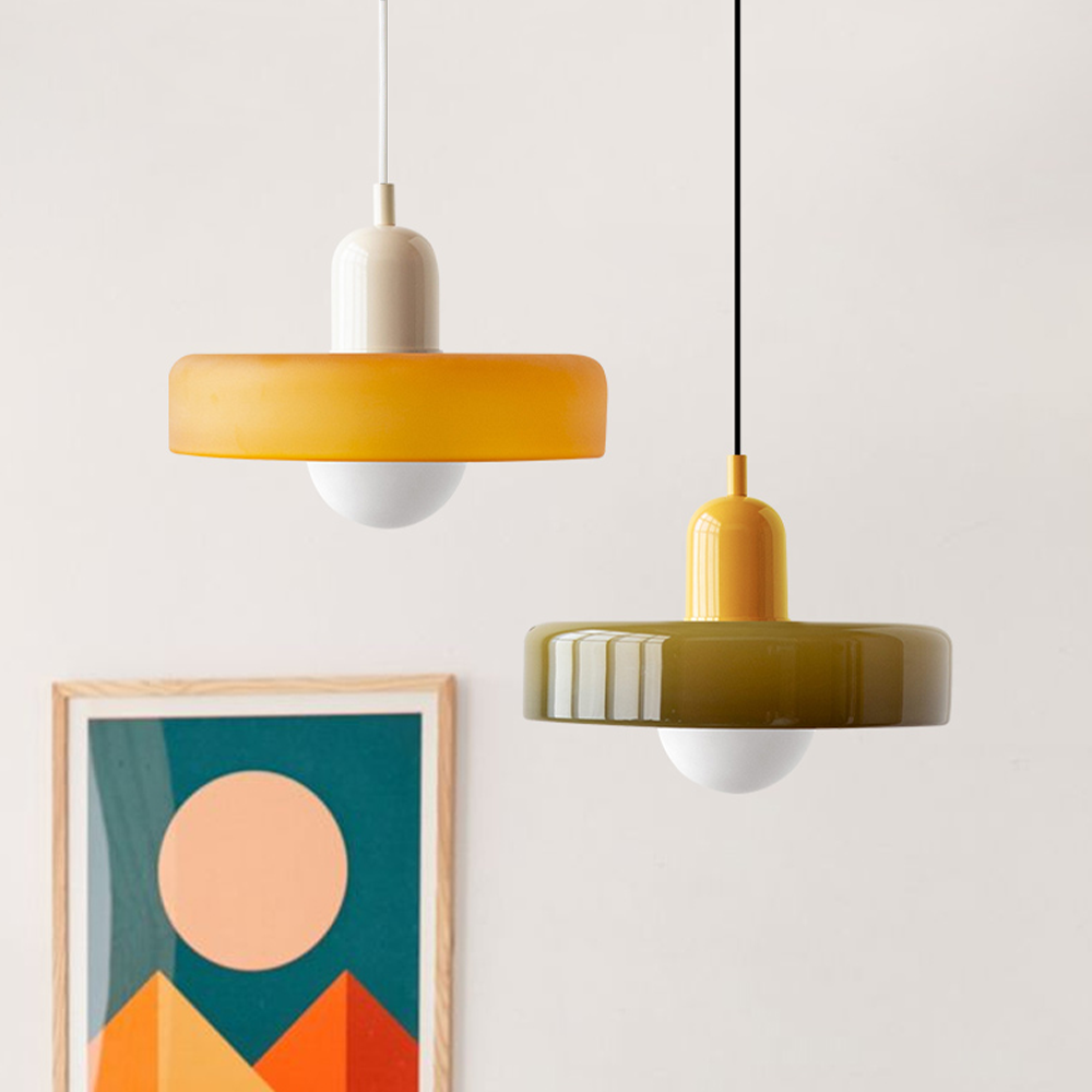 Lampada a sospensione moderna in vetro colorato, plafoniera regolabile