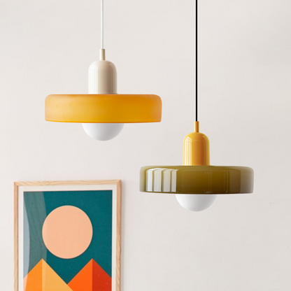 Lampada a sospensione moderna in vetro colorato, plafoniera regolabile