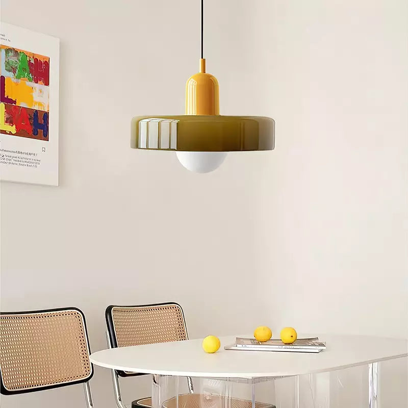 Lampada a sospensione moderna in vetro colorato, plafoniera regolabile