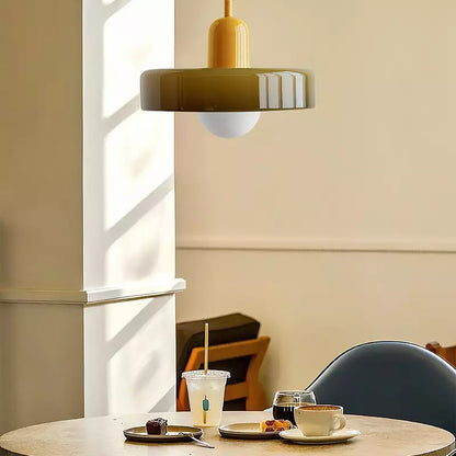 Lampada a sospensione moderna in vetro colorato, plafoniera regolabile