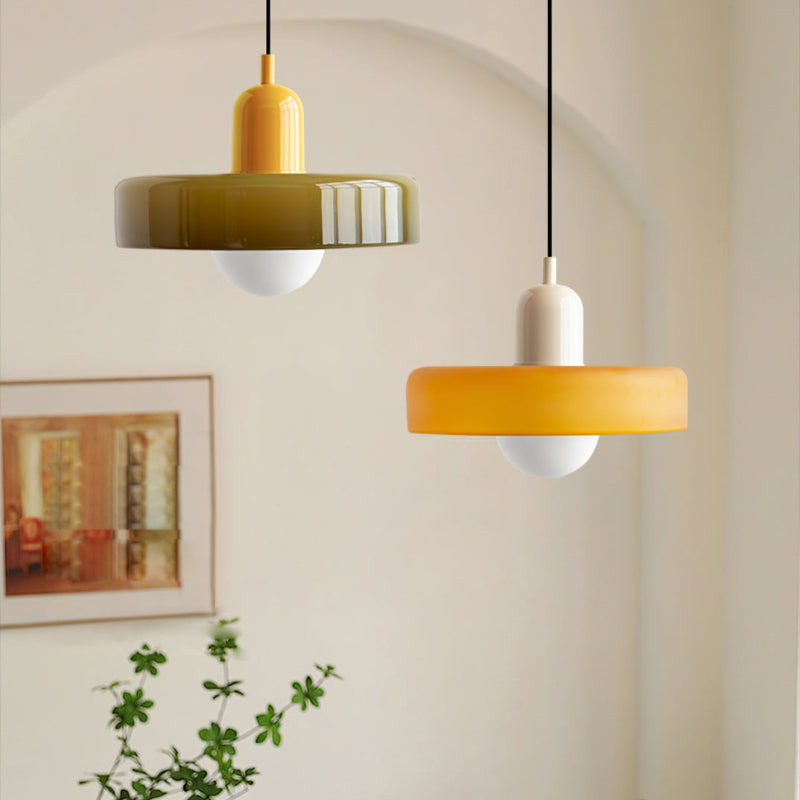 Lampada a sospensione moderna in vetro colorato, plafoniera regolabile
