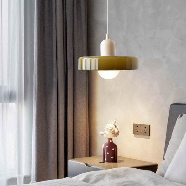 Lampada a sospensione moderna in vetro colorato, plafoniera regolabile
