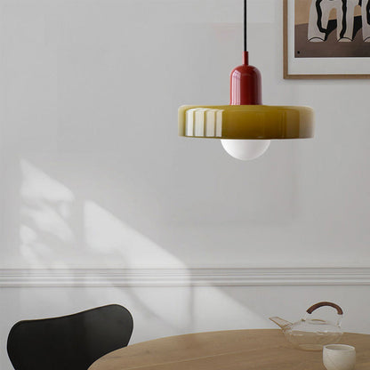 Lampada a sospensione moderna in vetro colorato, plafoniera regolabile