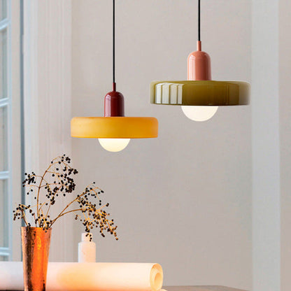 Lampada a sospensione moderna in vetro colorato, plafoniera regolabile