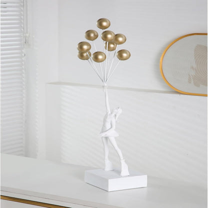 Modern Girl Balloon Sculpture Resin Decorative Figure Home Office Display