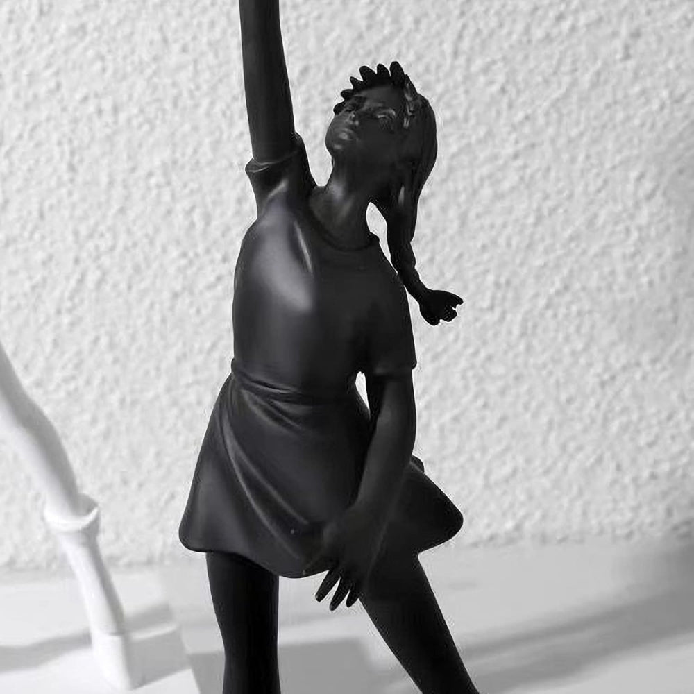 Modern Girl Balloon Sculpture Resin Decorative Figure Home Office Display