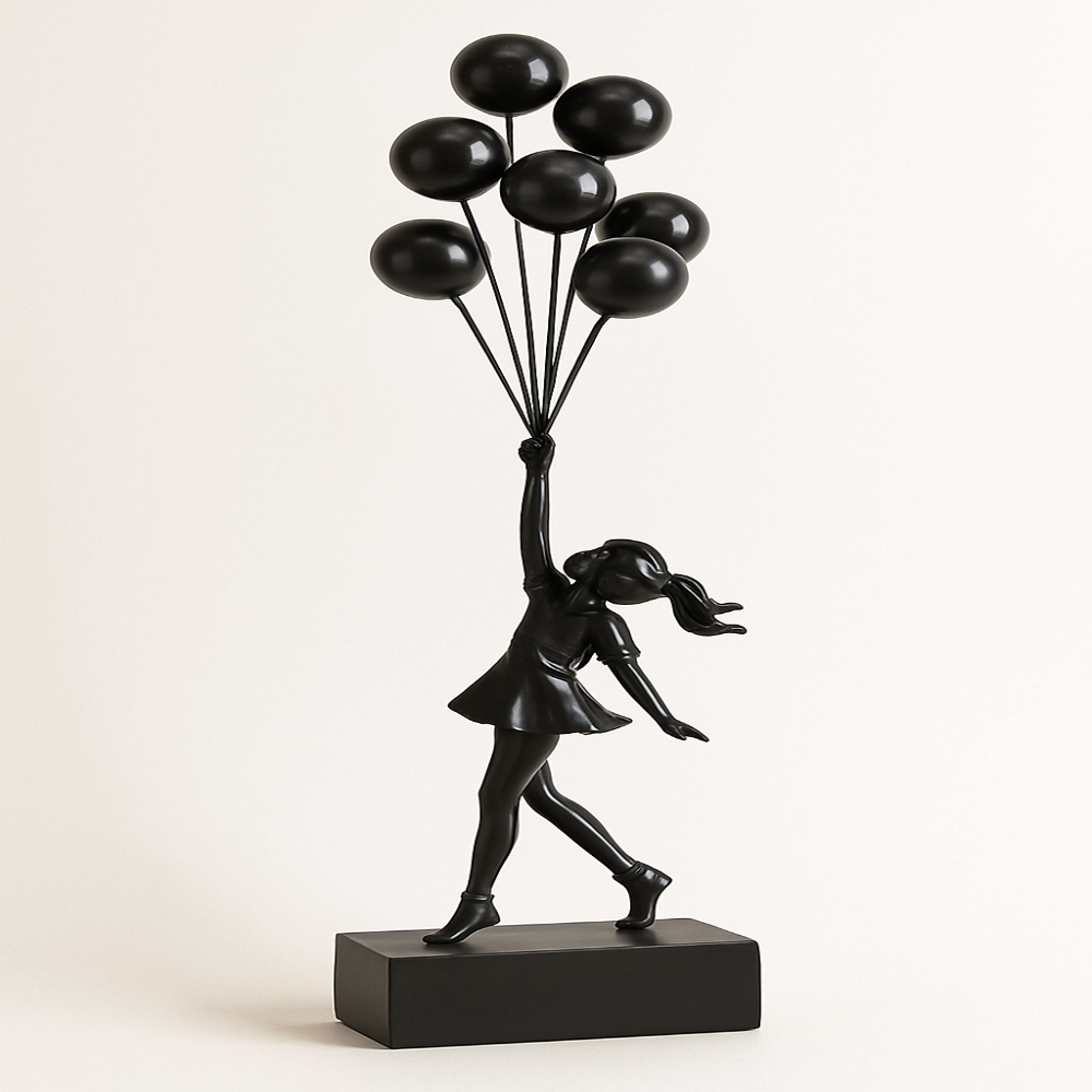 Modern Girl Balloon Sculpture Resin Decorative Figure Home Office Display
