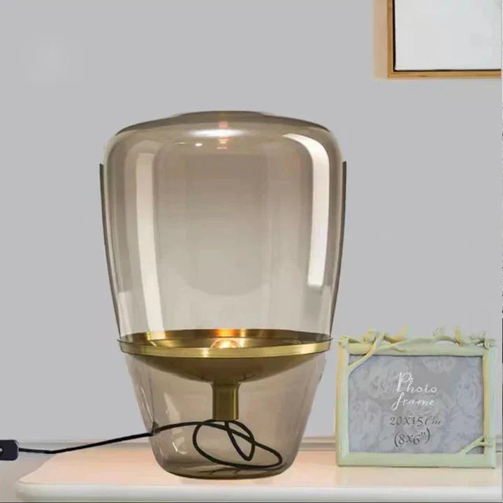 Modern Glass Table Lamp LED Bedside Lamp Elegant Glass Desk Lamp for Living Room Bedroom