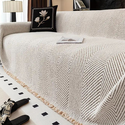 Modern Herringbone Couch Protector with Non Slip Design