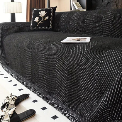 Modern Herringbone Couch Protector with Non Slip Design