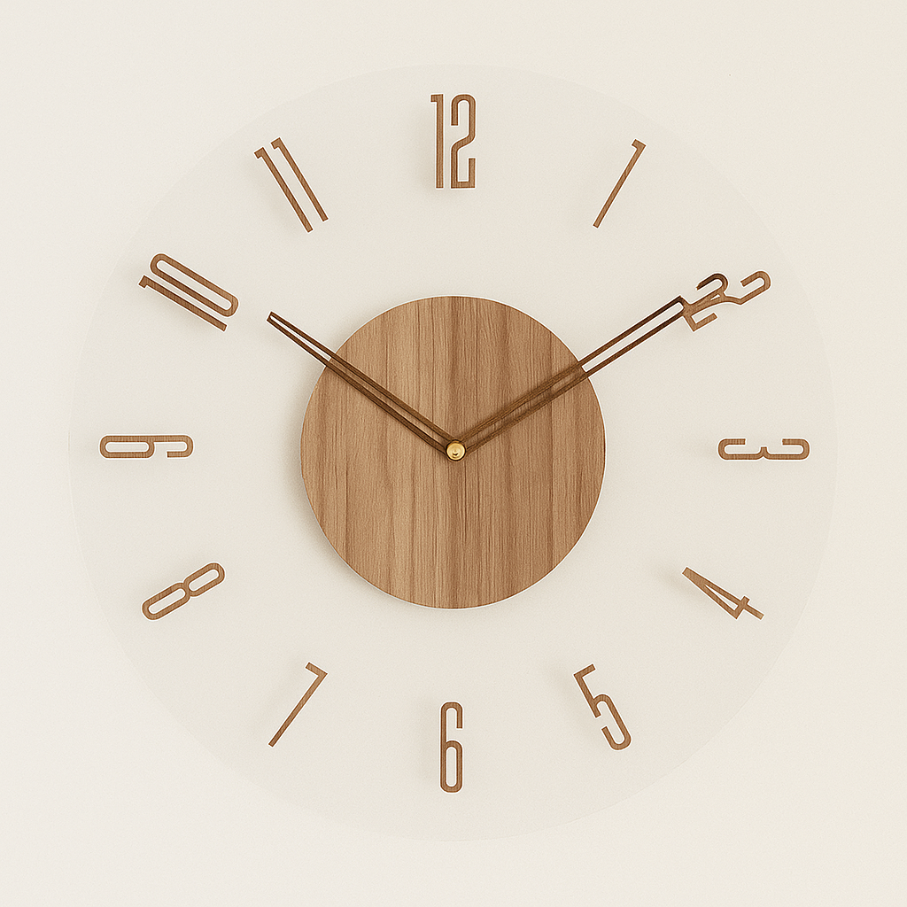 Orologio da parete moderno e minimalista, silenzioso, nordico, rotondo, in legno naturale, per arredamento di casa e ufficio