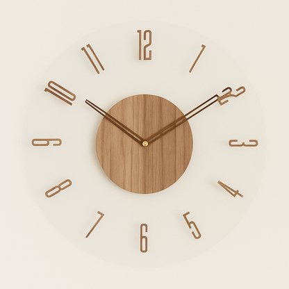 Orologio da parete moderno e minimalista, silenzioso, nordico, rotondo, in legno naturale, per arredamento di casa e ufficio