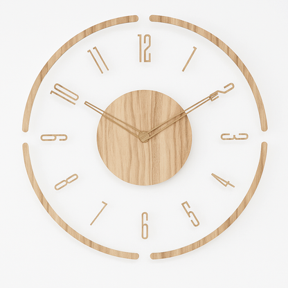 Orologio da parete moderno e minimalista, silenzioso, nordico, rotondo, in legno naturale, per arredamento di casa e ufficio