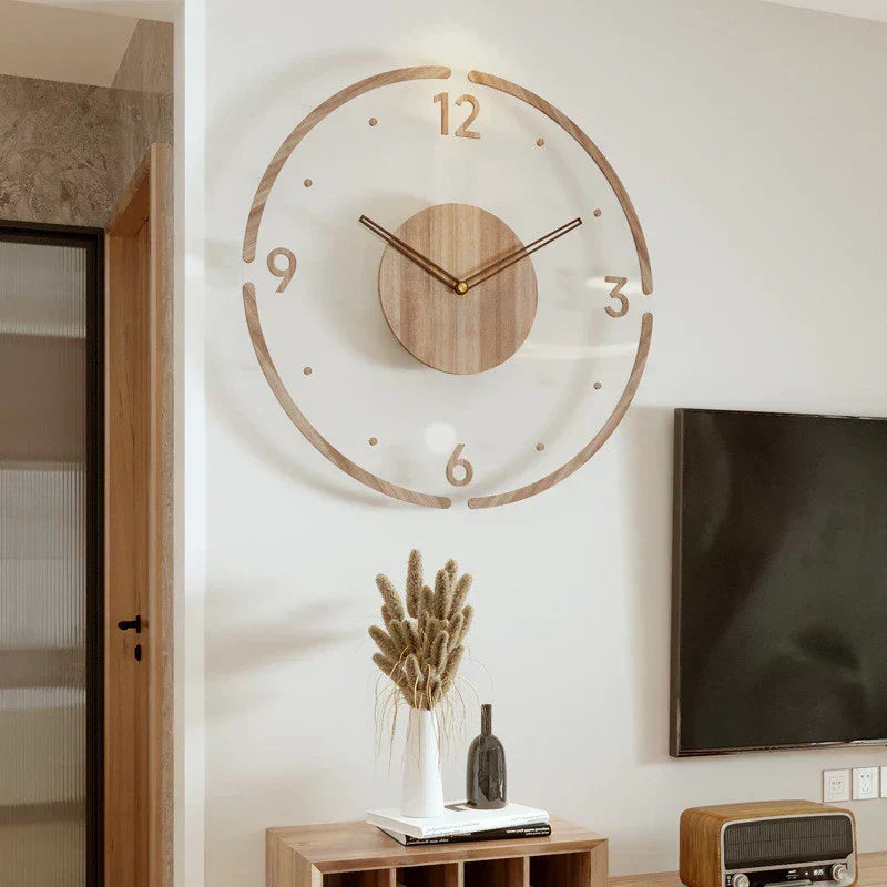 Orologio da parete moderno e minimalista, silenzioso, nordico, rotondo, in legno naturale, per arredamento di casa e ufficio