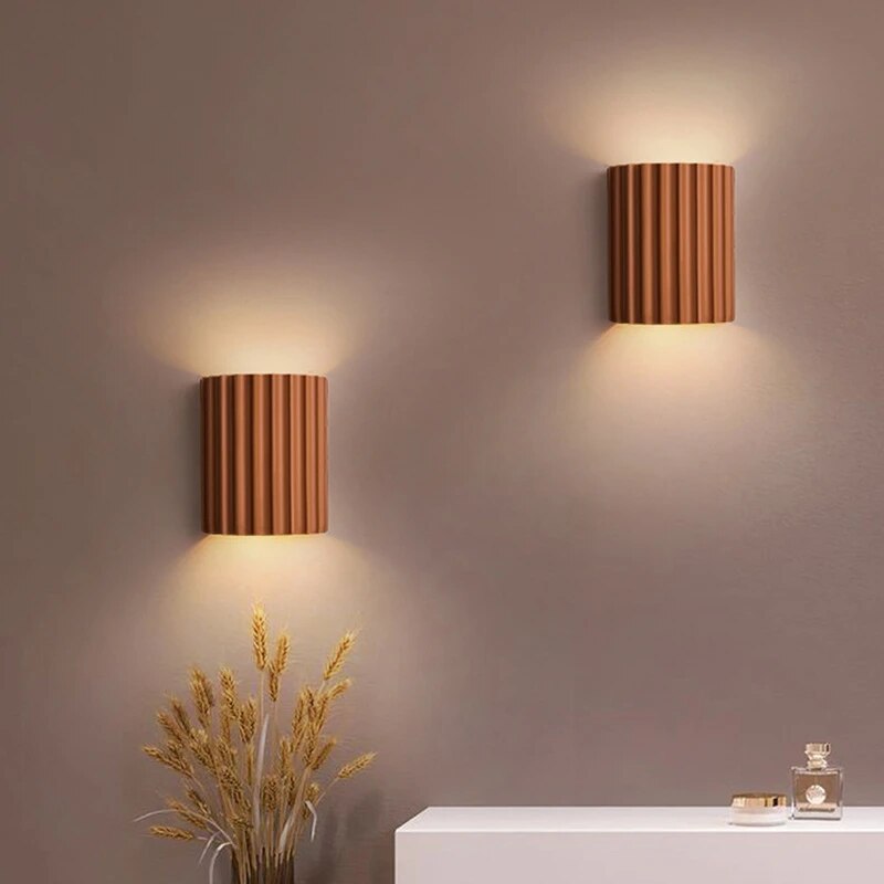 Modern Ribbed Indoor Wall Light with Up Down E27 Ambient Glow
