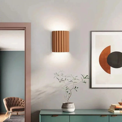 Modern Ribbed Indoor Wall Light with Up Down E27 Ambient Glow